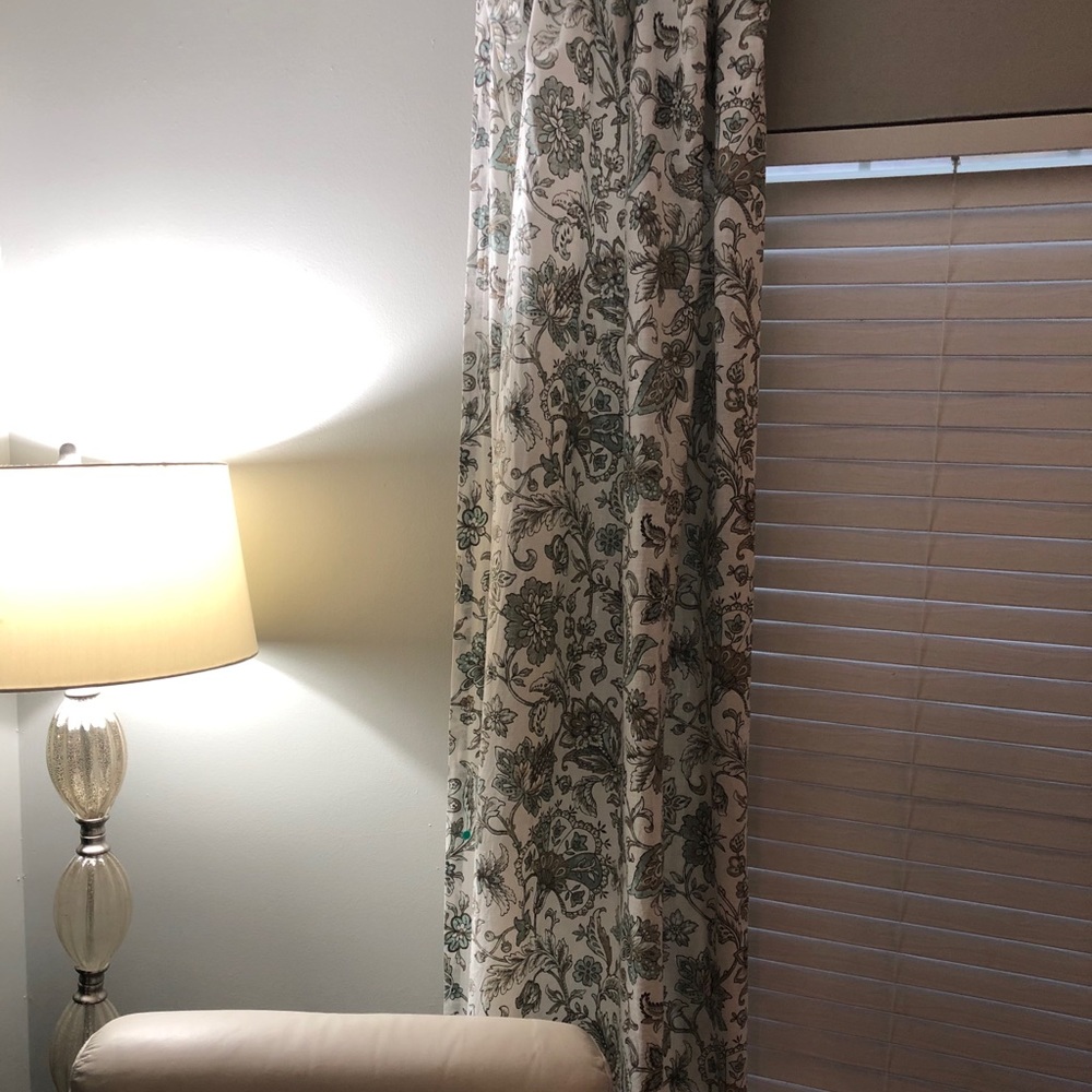 Three 96 inch Botanical print curtain panels